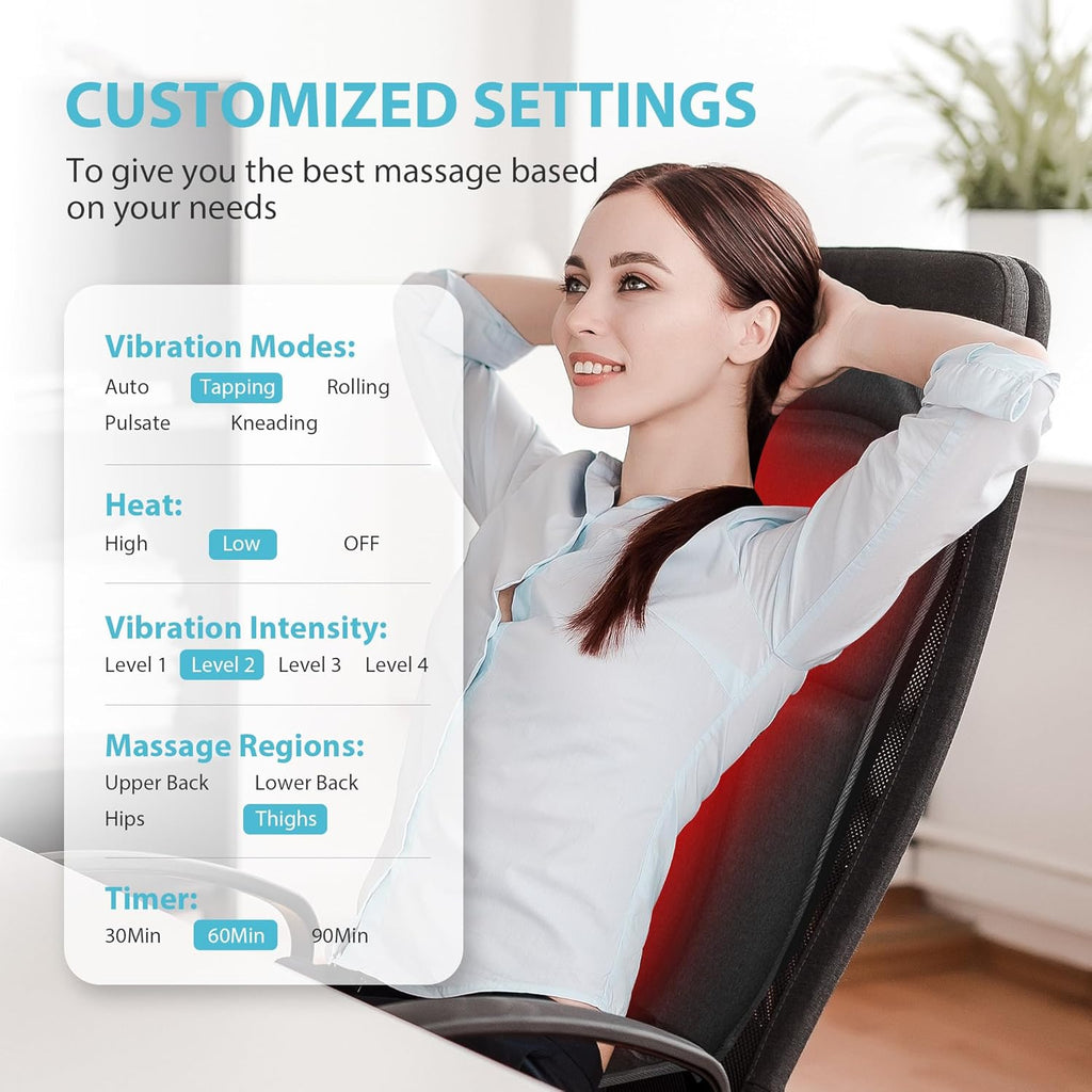 Back Massager with Heat, Vibration Massage Seat Cushion for Chair