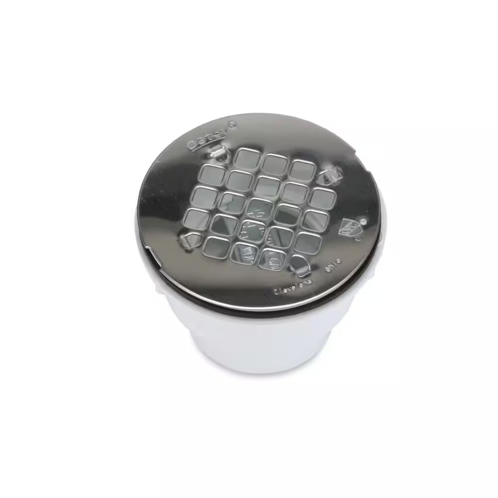 2 In. PVC Solvent Weld Shower Drain with Snap-In Stainless Steel Strainer