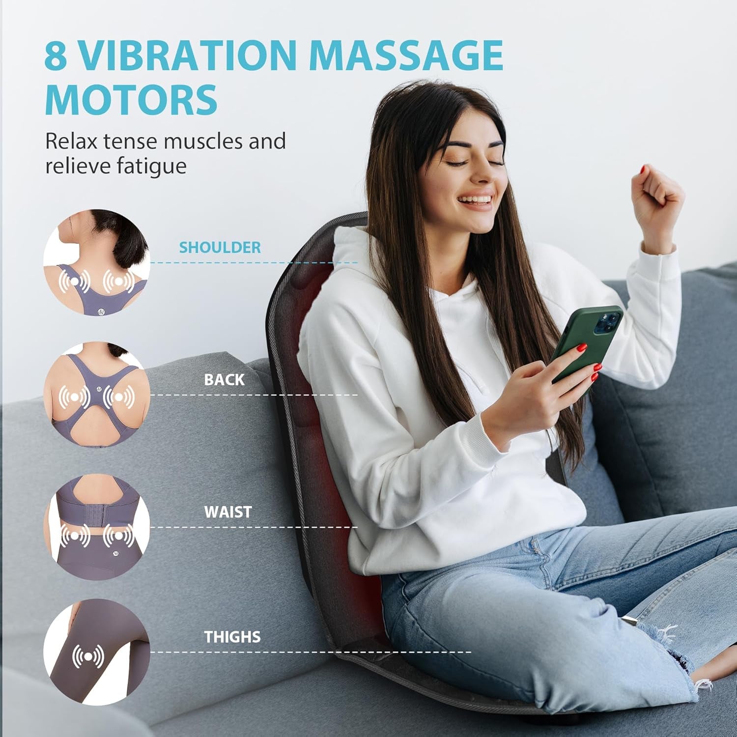 Back Massager with Heat, Vibration Massage Seat Cushion for Chair