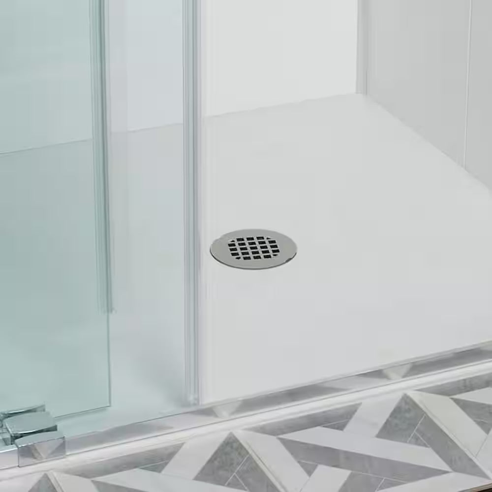 2 In. PVC Solvent Weld Shower Drain with Snap-In Stainless Steel Strainer
