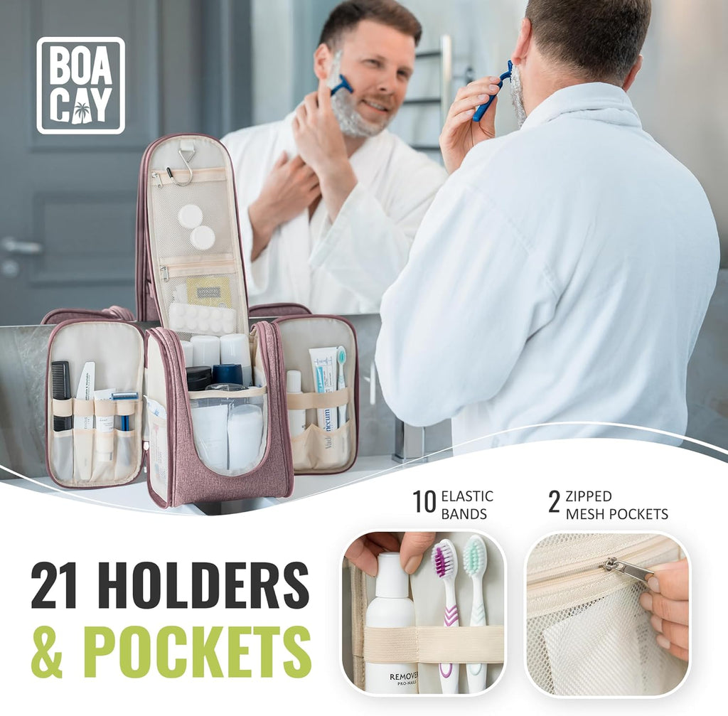 Hanging Travel Toiletry Bag for Women and Men, Makeup Bag, Bathroom & Shower Organizer Kit for Accessories, Cosmetics, Travel Essentials
