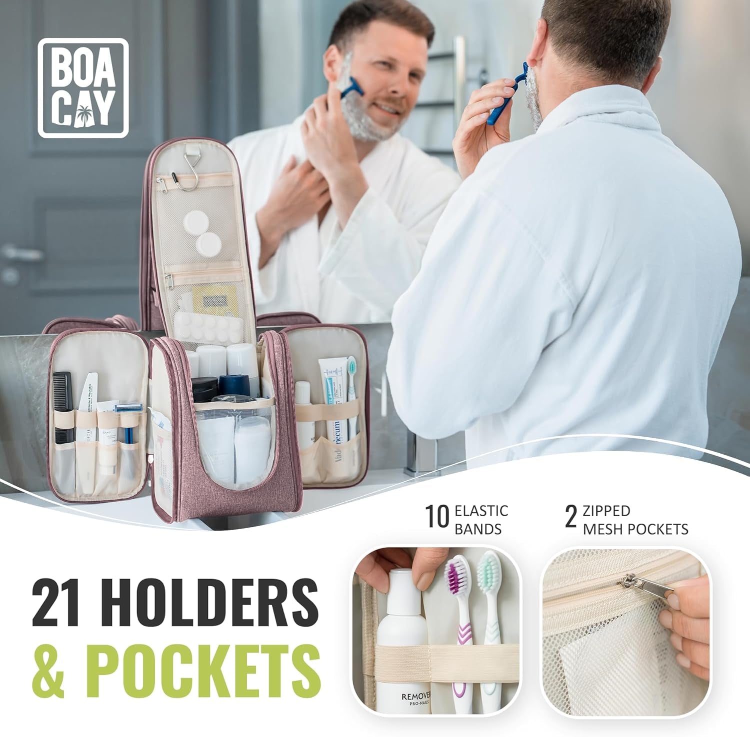 Hanging Travel Toiletry Bag for Women and Men, Makeup Bag, Bathroom & Shower Organizer Kit for Accessories, Cosmetics, Travel Essentials