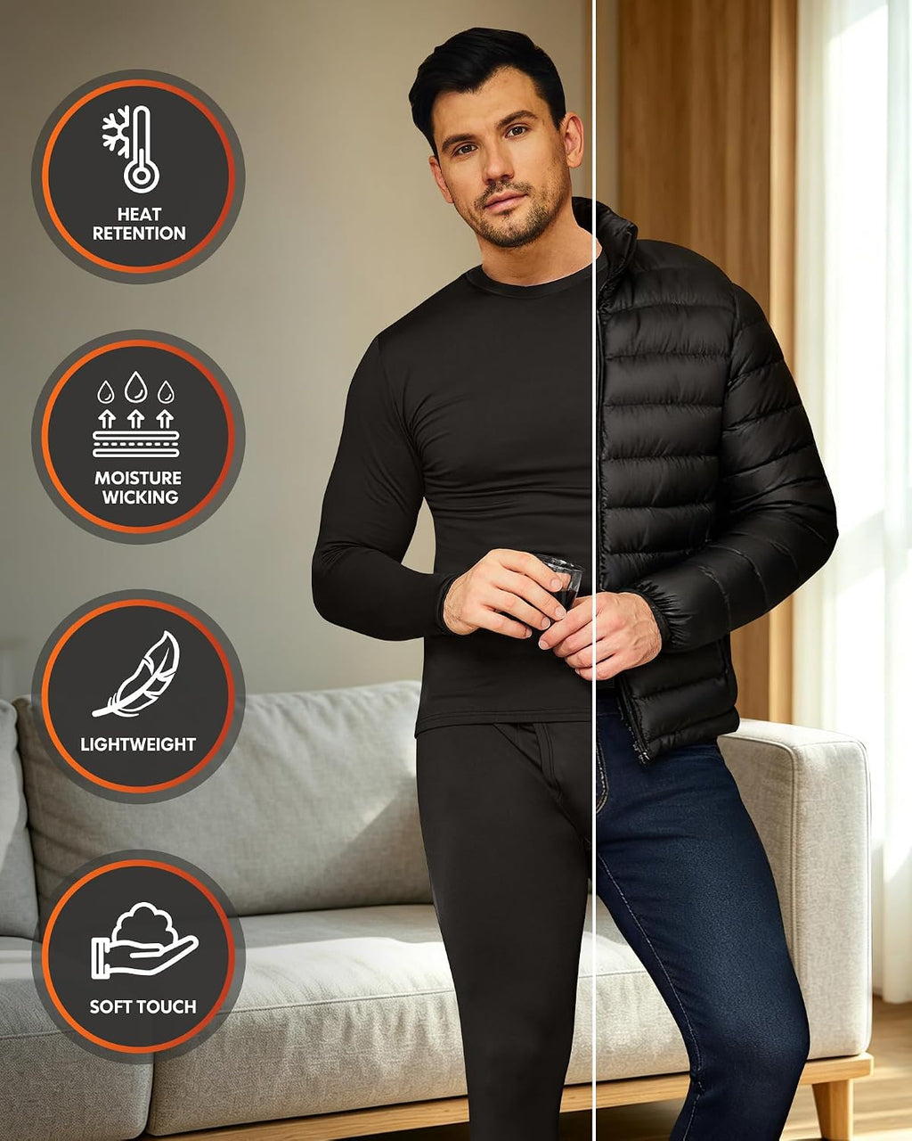 Thermal Underwear for Men Long Johns Base Layer Winter Set