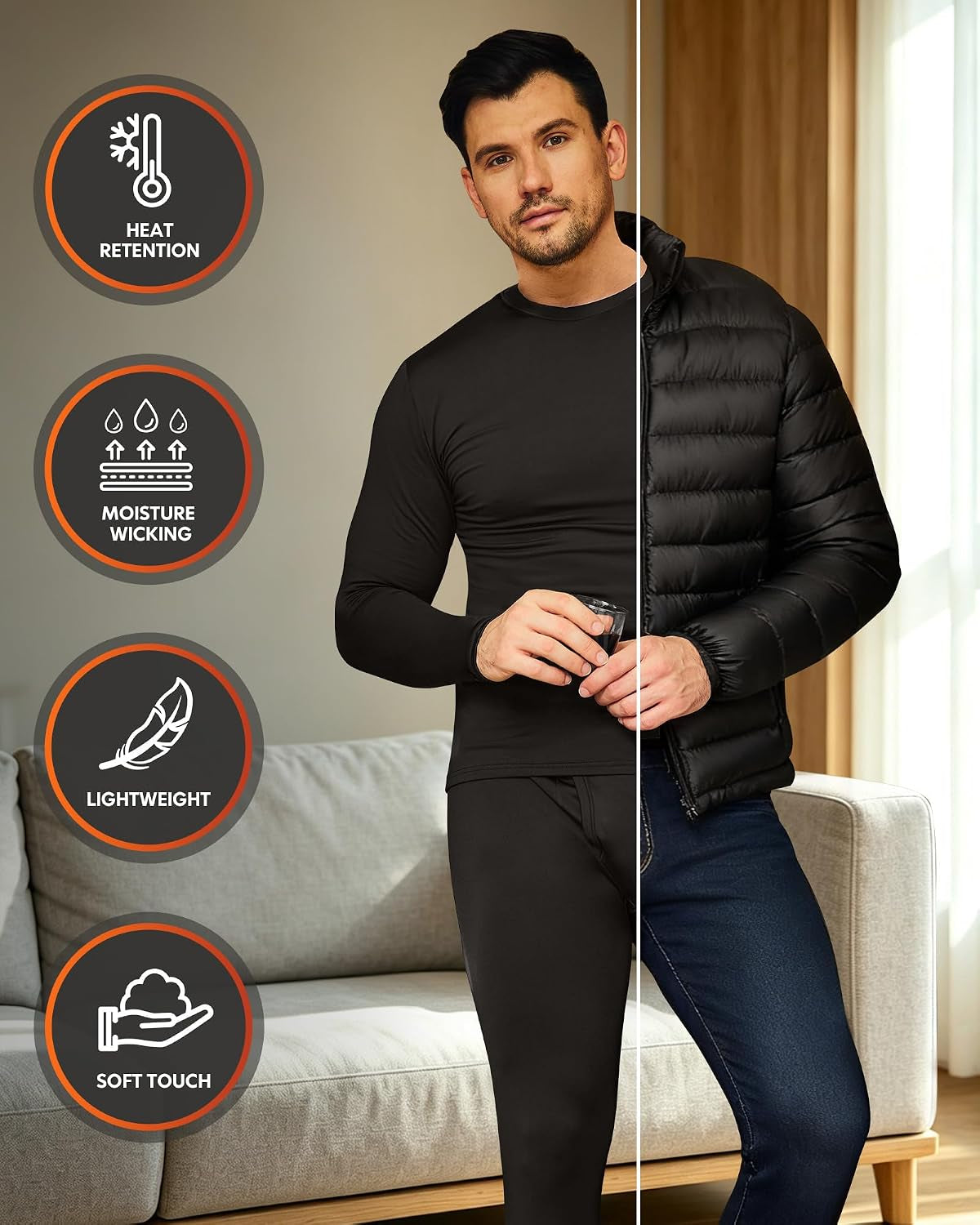 Thermal Underwear for Men Long Johns Base Layer Winter Set