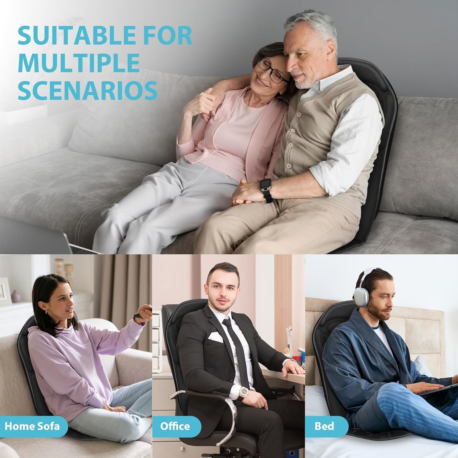 Back Massager with Heat, Vibration Massage Seat Cushion for Chair