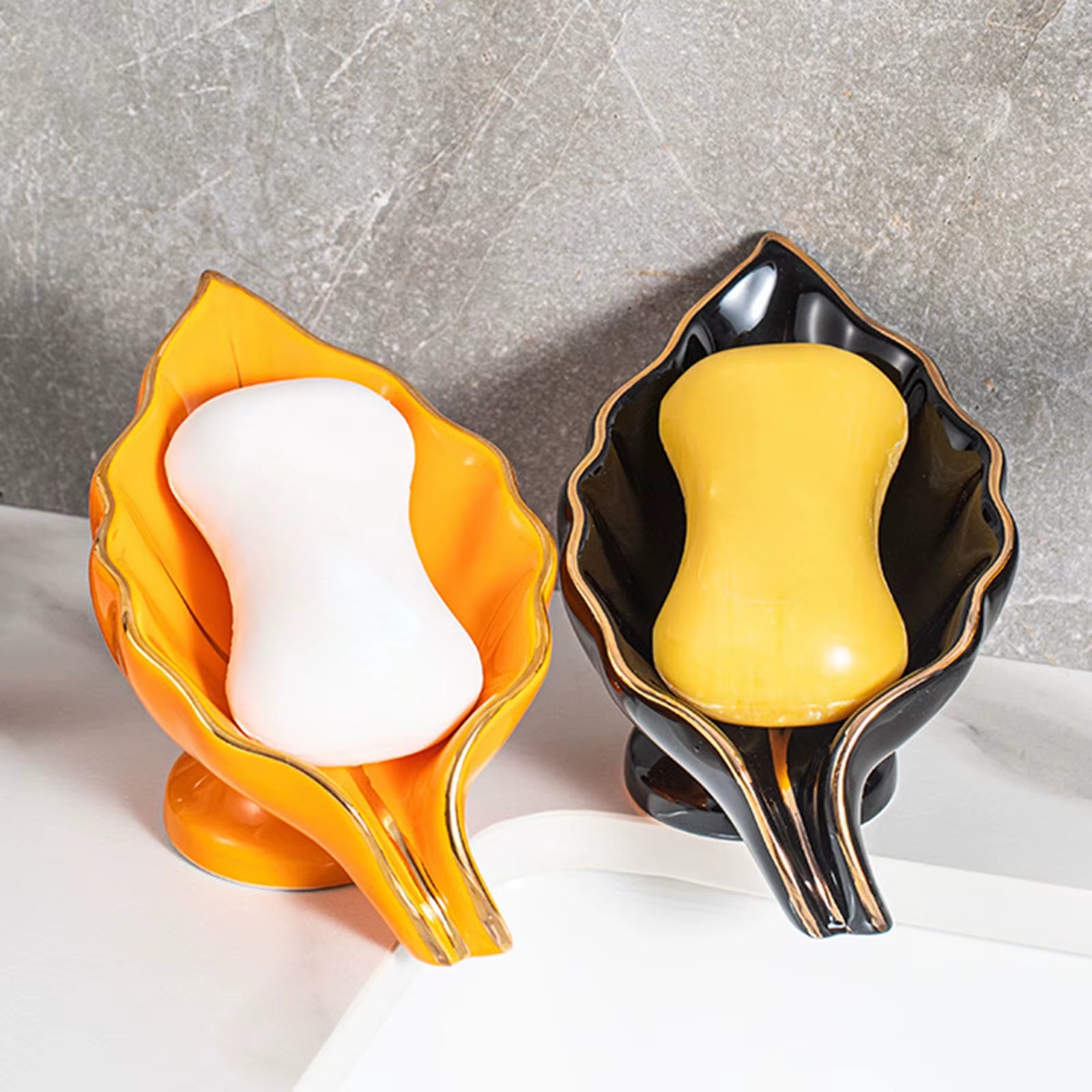 Ceramics Bathroom Soap Dishes Self Draining Container Storage Case Box Soap Holder for Bathtub Toilet Shower Countertop Decor