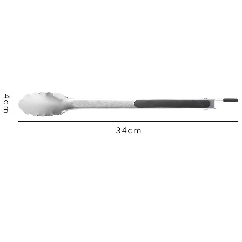 9/12/14/16 Inch Bbq Tongs Non-Slip Handle Stainless Steel Fried Barbecue Clip Salad Bread Clamp Kitchen Tools Meat Food Clip
