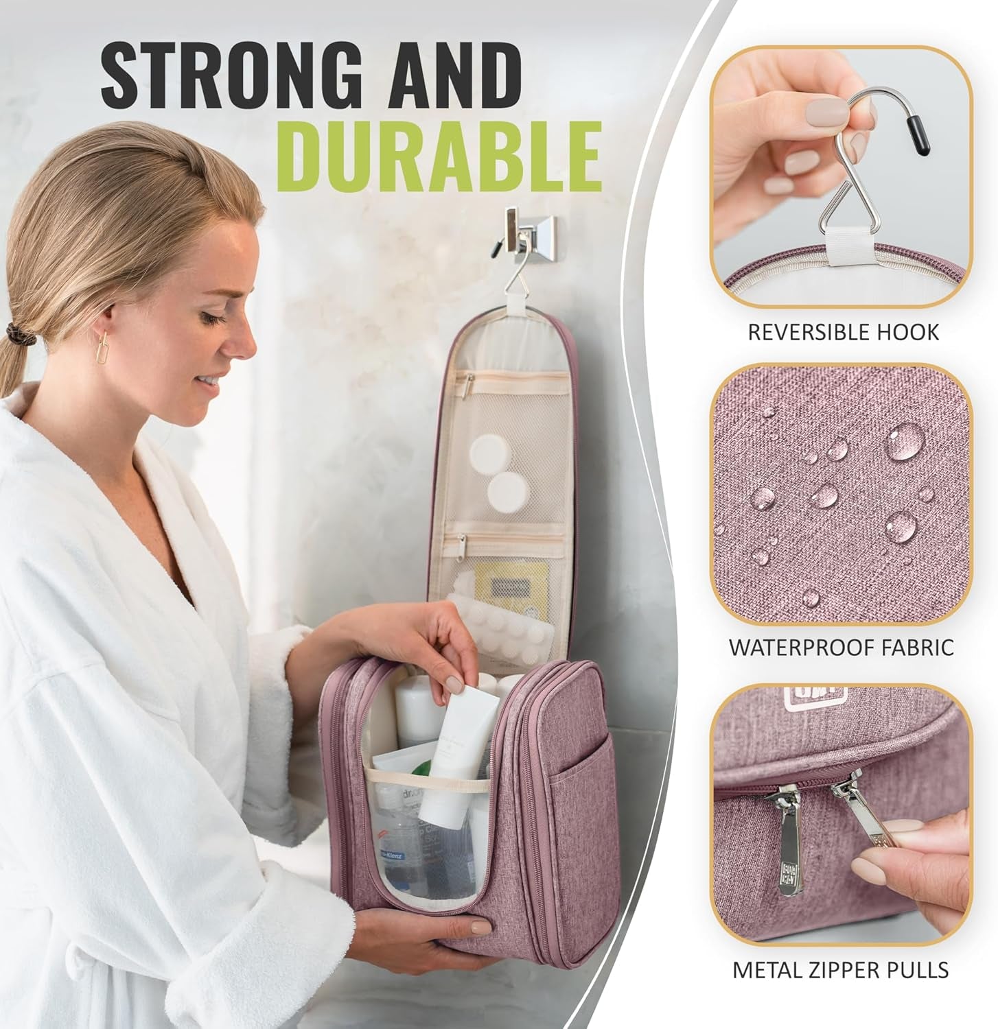 Hanging Travel Toiletry Bag for Women and Men, Makeup Bag, Bathroom & Shower Organizer Kit for Accessories, Cosmetics, Travel Essentials