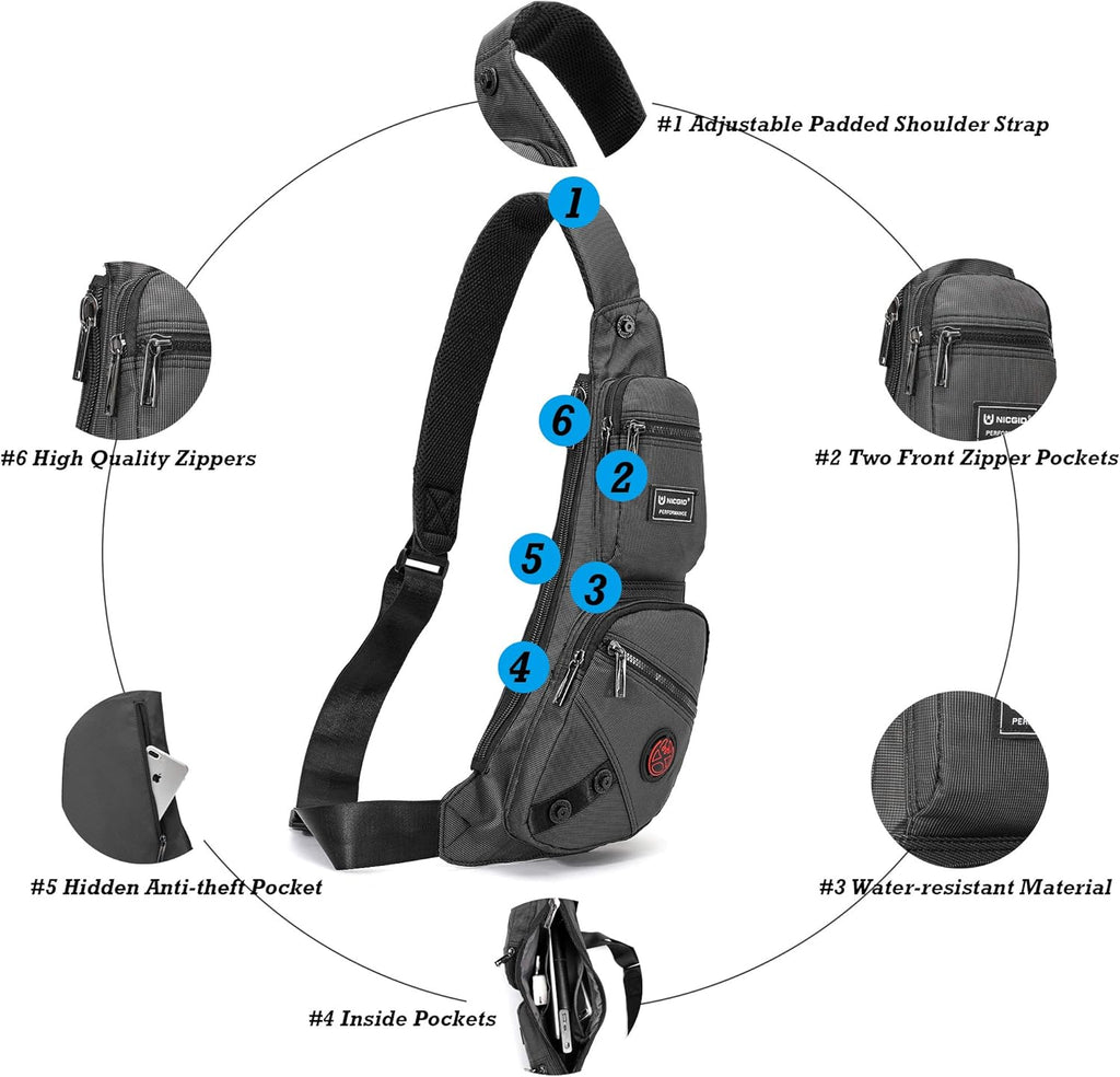 Sling Bag Chest Shoulder Backpack Crossbody Daypack for Men Women