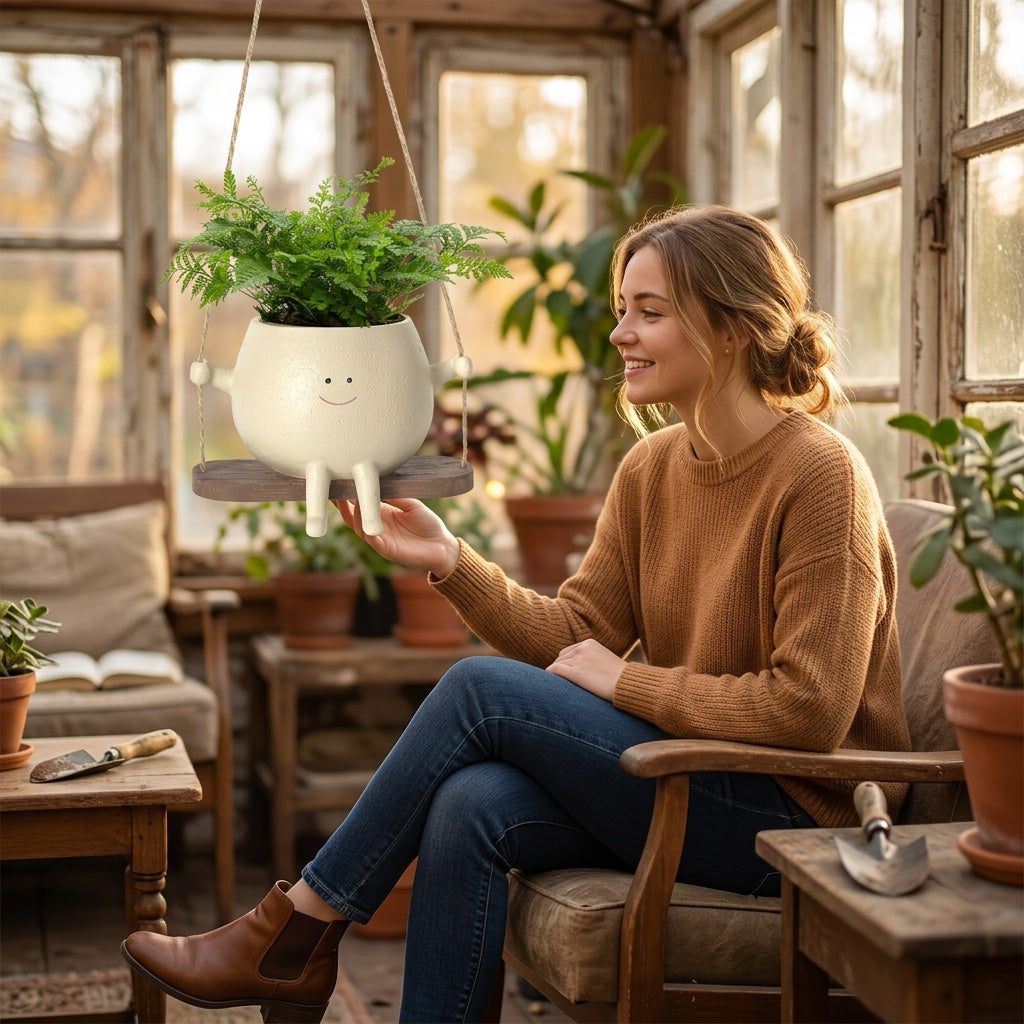 Smiling Face Swing Planter